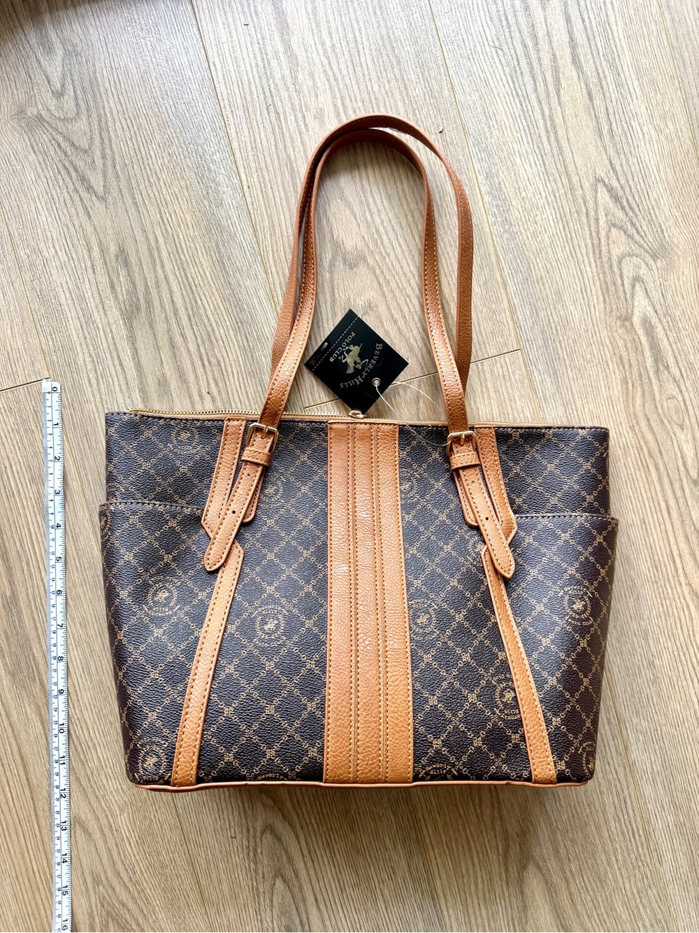 U.S. Polo Assn. Brown and Tan Patterned Tote Bag